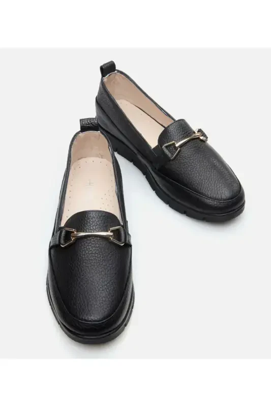Genuine Leather Black Women's Loafer - 10