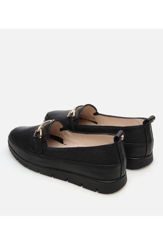 Genuine Leather Black Women's Loafer - 5