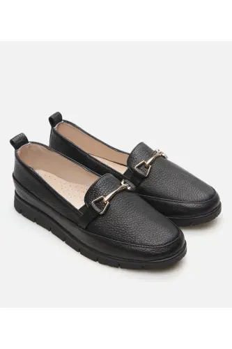 Genuine Leather Black Women's Loafer - HOTIÇ (1)