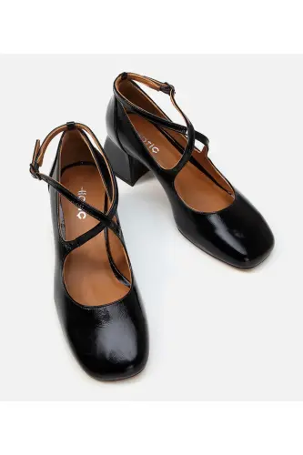 Genuine Leather Black Women's Thick Heel - 3