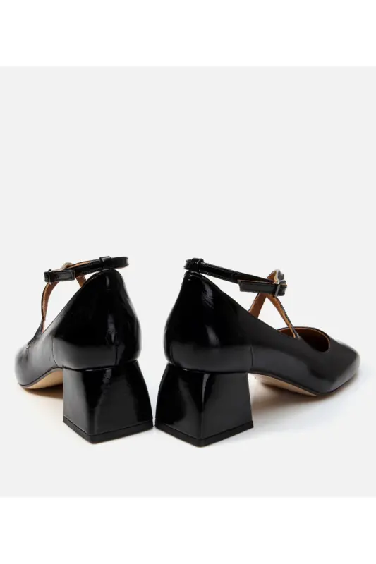 Genuine Leather Black Women's Thick Heel - 5