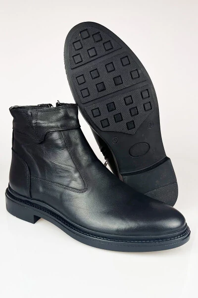 Genuine Leather Black Zippered Chelsea Men's Winter Boots LUAS24AL0024 - 11