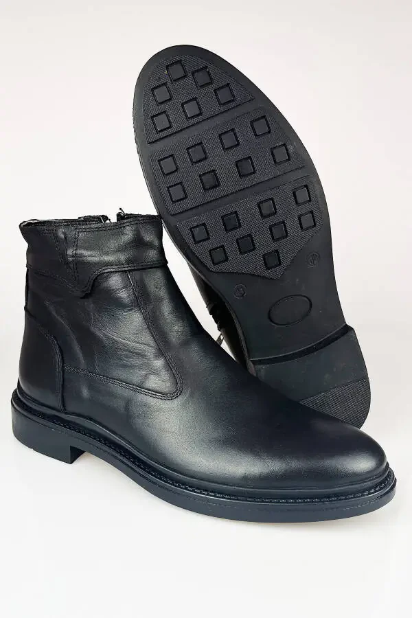 Genuine Leather Black Zippered Chelsea Men's Winter Boots LUAS24AL0024 - 11
