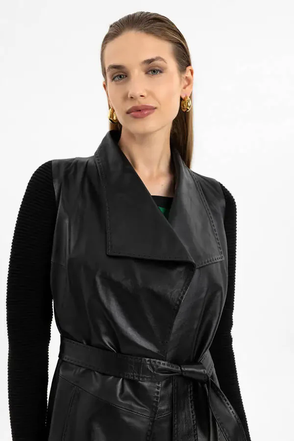 Genuine leather black Zoe women's jacket. - 2