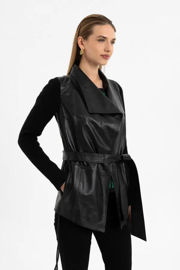 Genuine leather black Zoe women's jacket. - 3