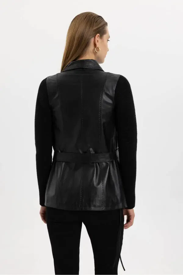 Genuine leather black Zoe women's jacket. - 7