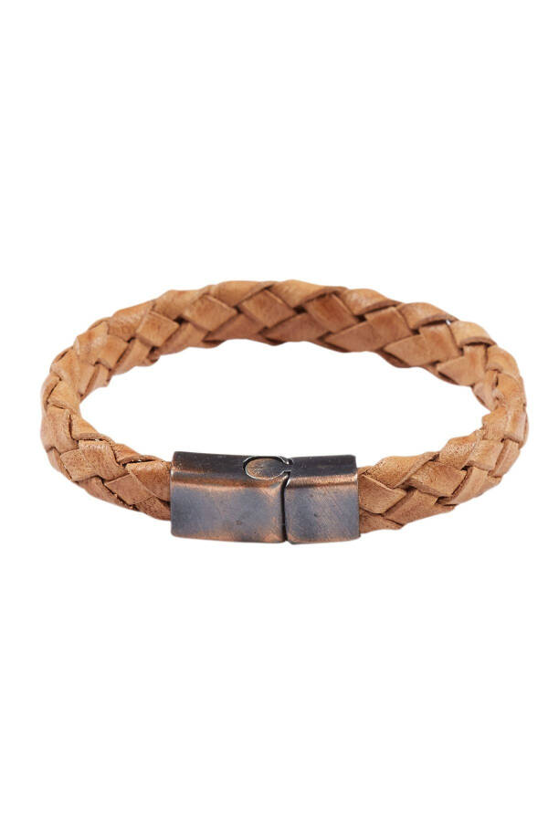 Genuine leather braided bracelet - 1