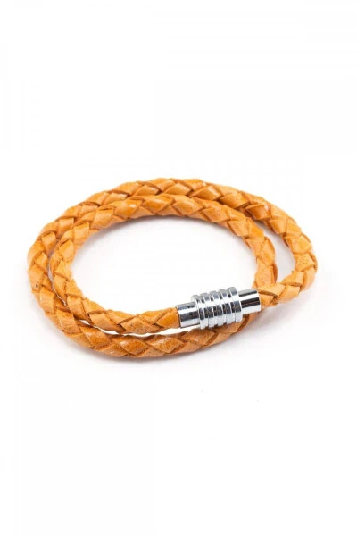 Genuine leather braided bracelet with magnetic closure. - DERIDERIM
