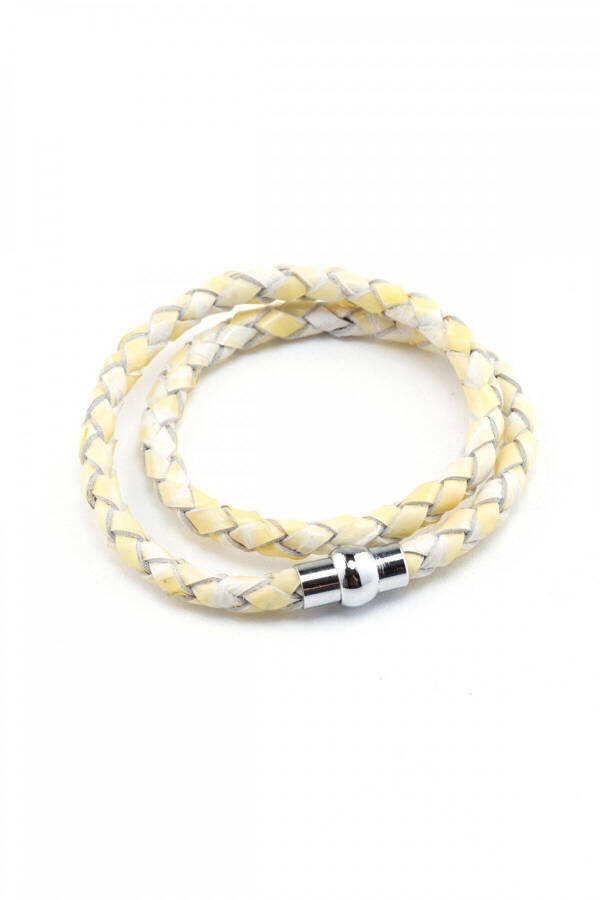 Genuine leather braided bracelet with magnetic closure. - 1