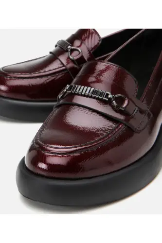 Genuine Leather Burgundy Women's Buckle Loafer - 4