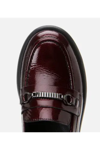 Genuine Leather Burgundy Women's Buckle Loafer - 5