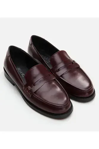 Genuine Leather Burgundy Women's Loafer - HOTIÇ (1)