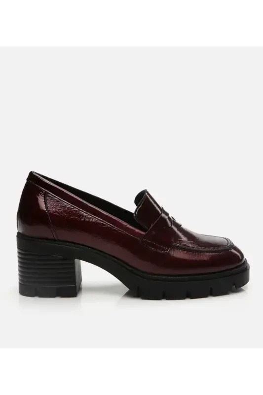 Genuine Leather Burgundy Women's Loafer - 14