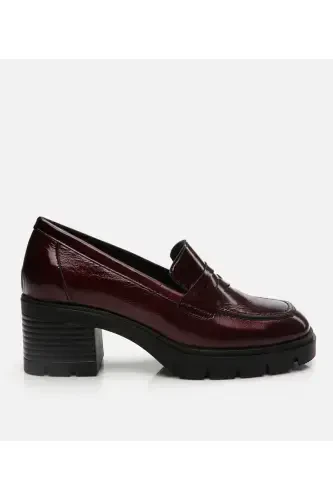 Genuine Leather Burgundy Women's Loafer - 1