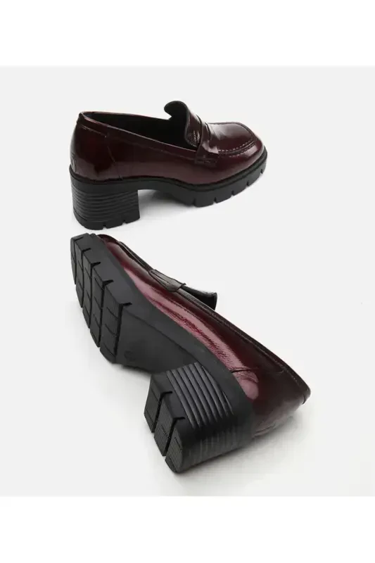Genuine Leather Burgundy Women's Loafer - 8