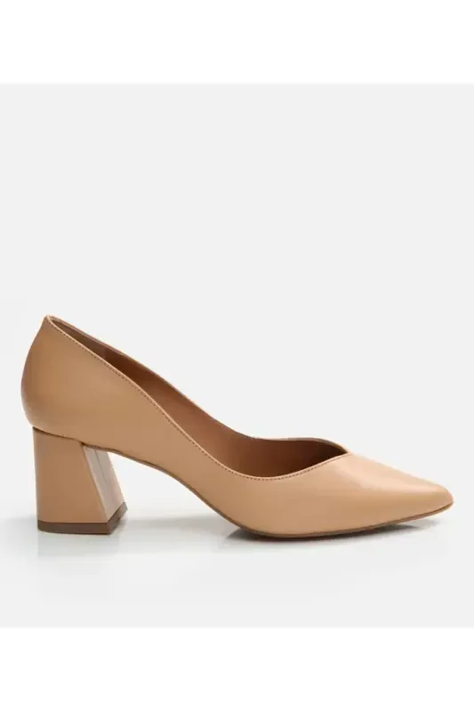 Genuine Leather Camel Women's Chunky Heel - 1