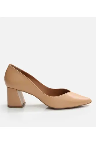 Genuine Leather Camel Women's Chunky Heel - 1