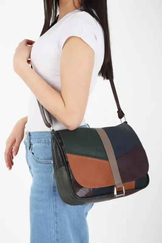 Genuine Leather Cover Ladies Shoulder Bag / Daily Women's Bag-Dark Tones - ERZENO