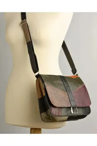 Genuine Leather Cover Women's Shoulder Bag-MULTICOLORED - 1