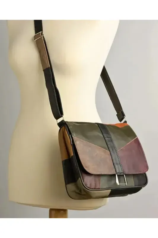 Genuine Leather Cover Women's Shoulder Bag-MULTICOLORED - ERZENO