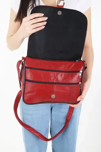 Genuine Leather Covered Burgundy Women's Shoulder Bag-Burgundy - 5