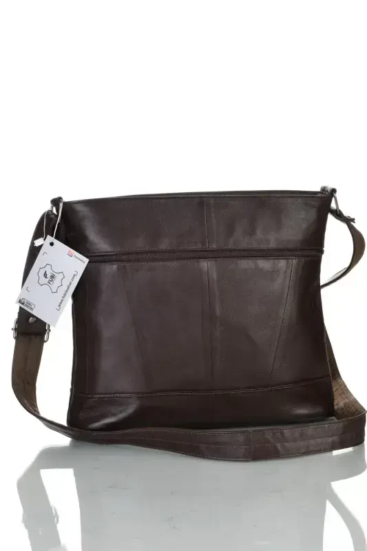 Genuine Leather Crossbody Messenger Bag-brown - 2