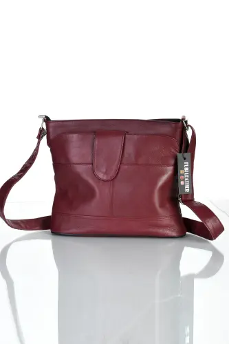 Genuine Leather Crossbody Messenger Bag-burgundy 