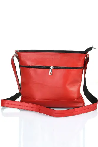 Genuine Leather Crossbody Messenger Bag-Red Flag - 5