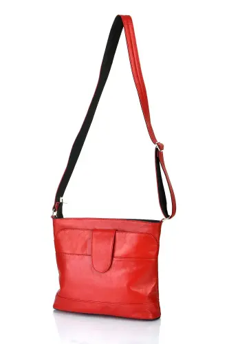 Genuine Leather Crossbody Messenger Bag-Red Flag - 6