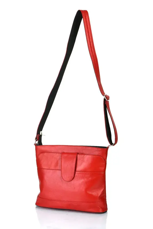 Genuine Leather Crossbody Messenger Bag-Red Flag - 6