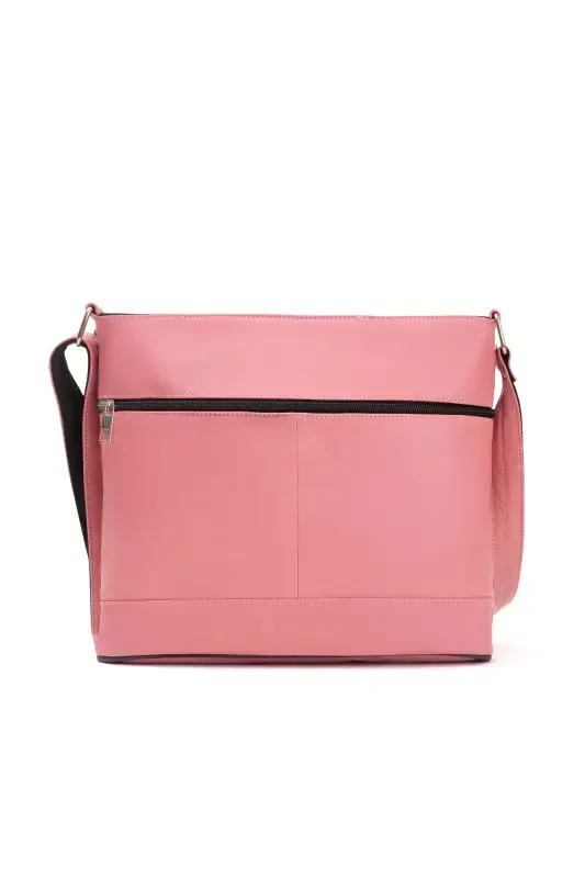 Genuine Leather Crossbody Pink Messenger Bag-Pink - 2