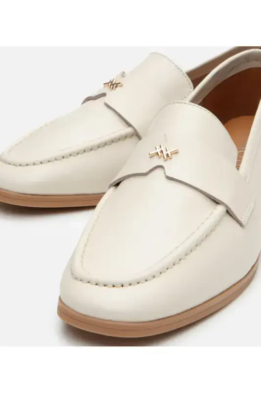 Genuine Leather Ecru Women's Loafer - 3