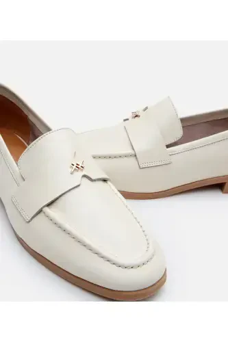 Genuine Leather Ecru Women's Loafer - 4