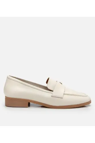 Genuine Leather Ecru Women's Loafer - 1