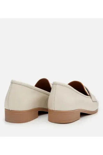 Genuine Leather Ecru Women's Loafer - 5