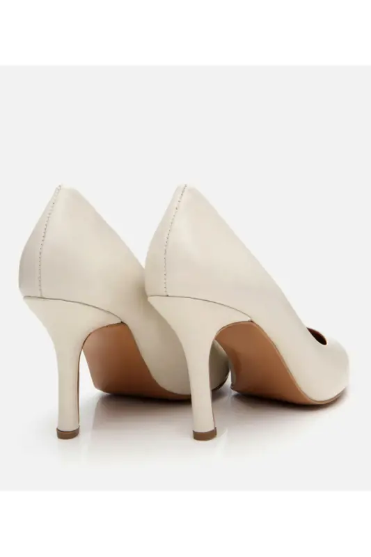 Genuine Leather Ecru Women's Stiletto - 5