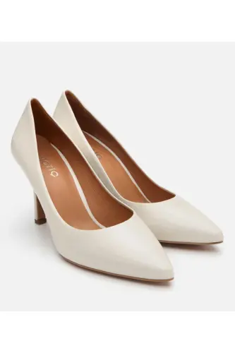 Genuine Leather Ecru Women's Stiletto - HOTIÇ (1)