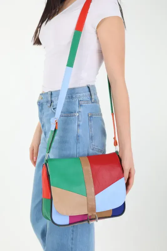 Genuine Leather Flap Women's Shoulder Bag / Summer Light Color Leather Bag - Multi Colors - 2