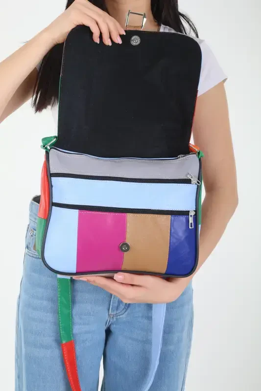 Genuine Leather Flap Women's Shoulder Bag / Summer Light Color Leather Bag - Multi Colors - 5