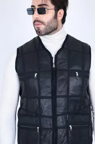 Genuine leather fur vest - 4