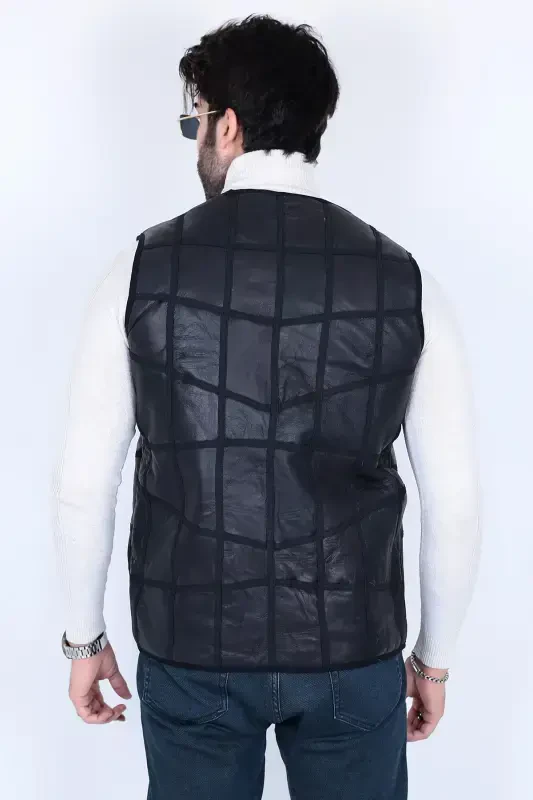 Genuine leather fur vest - 5