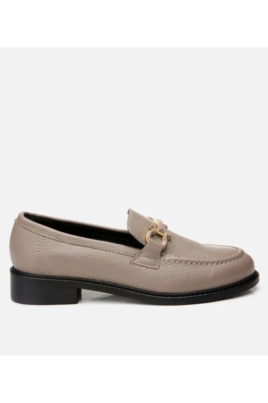 Genuine Leather Gray Women's Loafer - 1