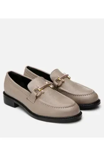 Genuine Leather Gray Women's Loafer - Hotiç (1)