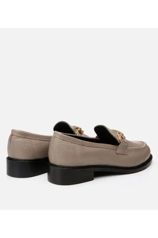 Genuine Leather Gray Women's Loafer - 4