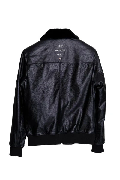 Genuine leather jacket with fur collar, Pilot Model. - DIVALORE (1)