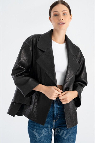 Genuine Leather Jacket Women Single Button Oversized Lambskin Leather Jacket - 8