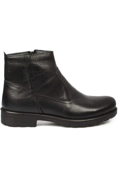 Genuine Leather Lined With Wool Black Winter Men's Boots - GENEL MARKALAR (1)