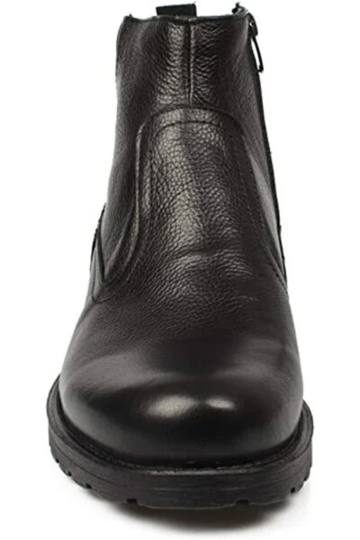 Genuine Leather Lined With Wool Black Winter Men's Boots - 3