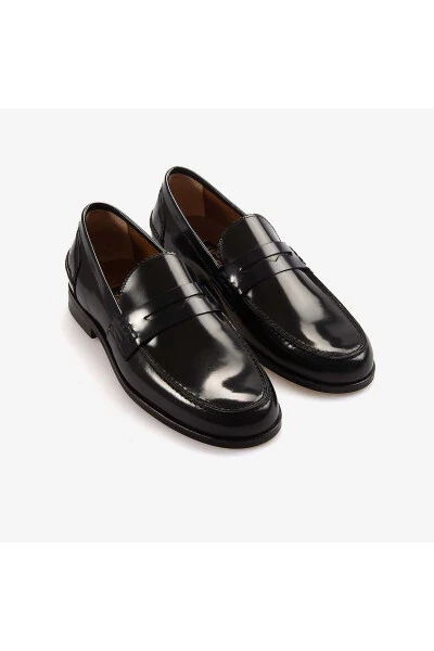 Genuine Leather Men's Classic Patent Leather Shoes 3180-Black - 3