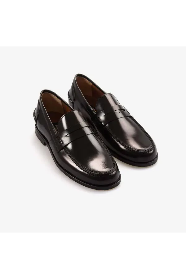 Genuine Leather Men's Classic Patent Leather Shoes 3180-Burgundy - 3